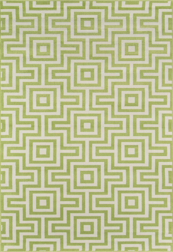 Momeni Baja BAJ10 Machine Made Contemporary Geometric Indoor/Outdoor Area Rug Green 8'6" x 13' BAJA0BAJ10GRN860D