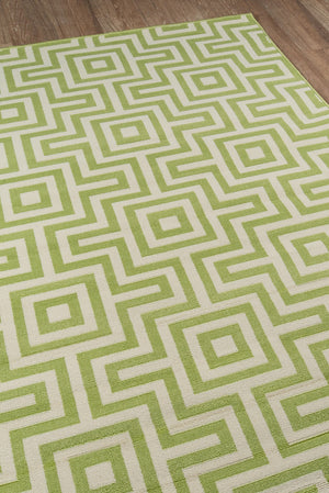 Momeni Baja BAJ10 Machine Made Contemporary Geometric Indoor/Outdoor Area Rug Green 8'6" x 13' BAJA0BAJ10GRN860D