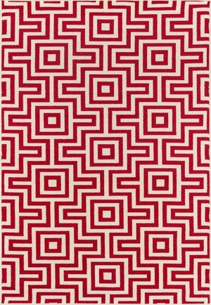 Momeni Baja BAJ10 Machine Made Contemporary Geometric Indoor/Outdoor Area Rug Red 8'6" x 13' BAJA0BAJ10RED860D