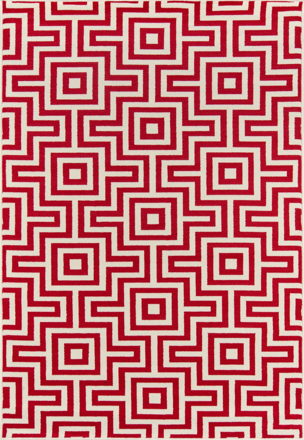 Momeni Baja BAJ10 Machine Made Contemporary Geometric Indoor/Outdoor Area Rug Red 8'6" x 13' BAJA0BAJ10RED860D