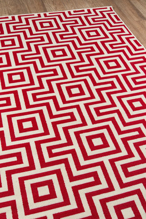 Momeni Baja BAJ10 Machine Made Contemporary Geometric Indoor/Outdoor Area Rug Red 8'6" x 13' BAJA0BAJ10RED860D