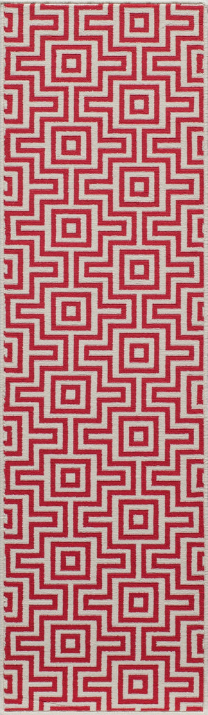 Momeni Baja BAJ10 Machine Made Contemporary Geometric Indoor/Outdoor Area Rug Red 8'6" x 13' BAJA0BAJ10RED860D