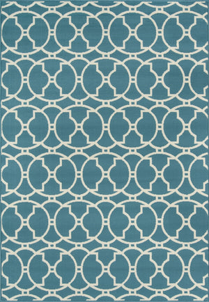 Momeni Baja BAJ11 Machine Made Contemporary Geometric Indoor/Outdoor Area Rug Blue 8'6" x 13' BAJA0BAJ11BLU860D