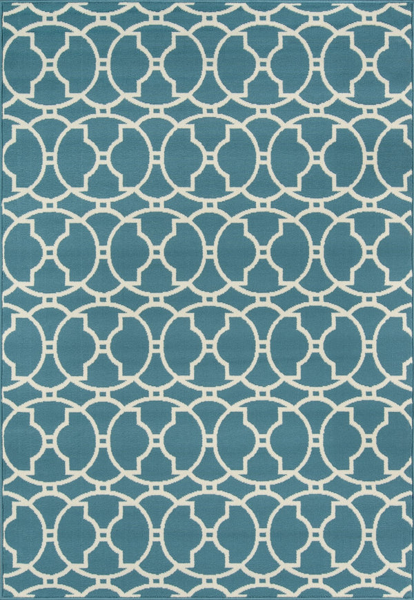Momeni Baja BAJ11 Machine Made Contemporary Geometric Indoor/Outdoor Area Rug Blue 8'6" x 13' BAJA0BAJ11BLU860D