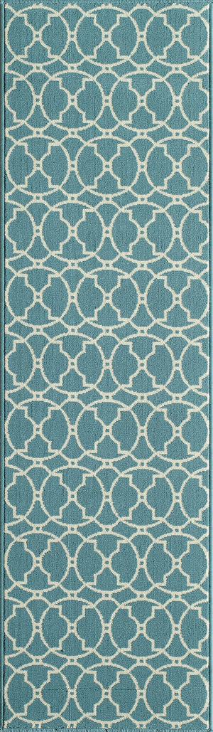 Momeni Baja BAJ11 Machine Made Contemporary Geometric Indoor/Outdoor Area Rug Blue 8'6" x 13' BAJA0BAJ11BLU860D