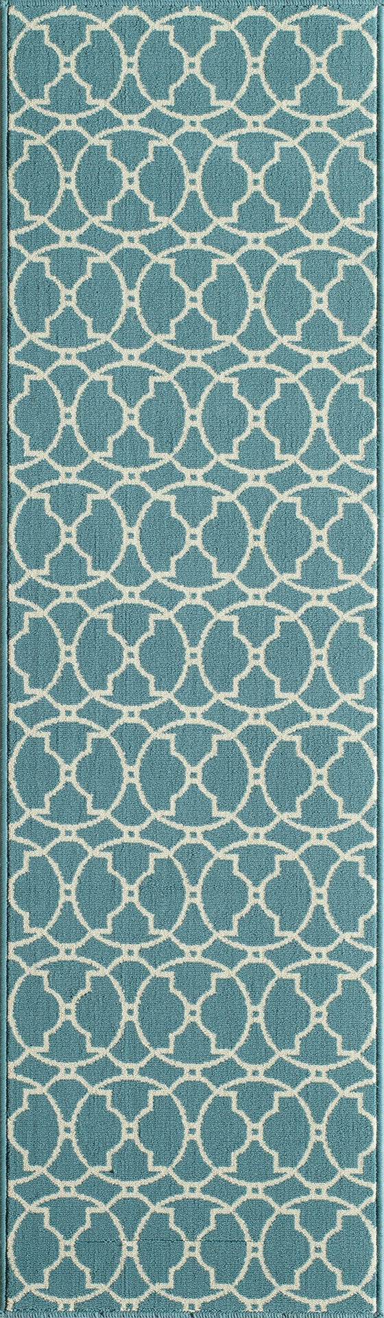 Momeni Baja BAJ11 Machine Made Contemporary Geometric Indoor/Outdoor Area Rug Blue 8'6" x 13' BAJA0BAJ11BLU860D