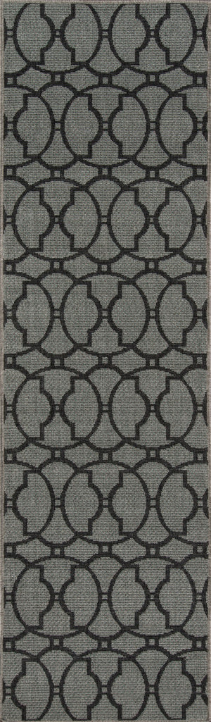 Momeni Baja BAJ11 Machine Made Contemporary Geometric Indoor/Outdoor Area Rug Charcoal 8'6" x 13' BAJA0BAJ11CHR860D