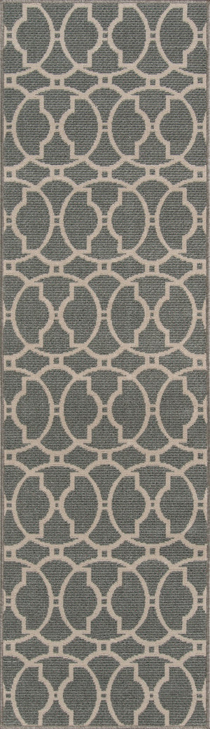 Momeni Baja BAJ11 Machine Made Contemporary Geometric Indoor/Outdoor Area Rug Grey 8'6" x 13' BAJA0BAJ11GRY860D