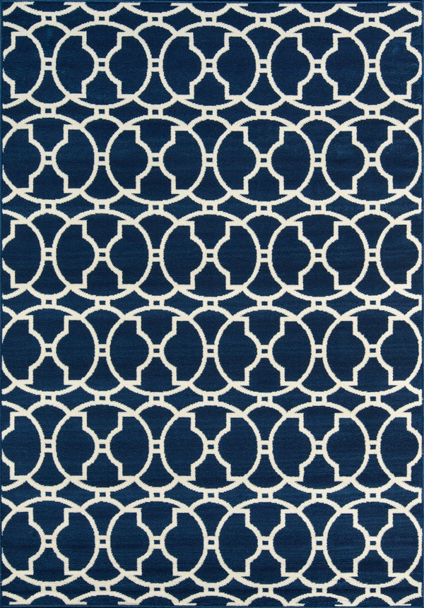 Momeni Baja BAJ11 Machine Made Contemporary Geometric Indoor/Outdoor Area Rug Navy 8'6" x 13' BAJA0BAJ11NVY860D