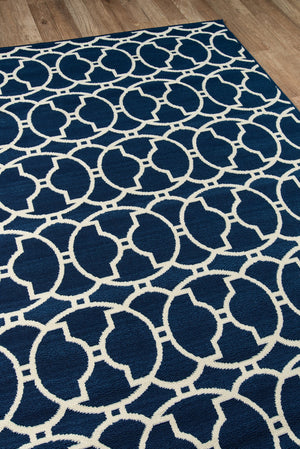 Momeni Baja BAJ11 Machine Made Contemporary Geometric Indoor/Outdoor Area Rug Navy 8'6" x 13' BAJA0BAJ11NVY860D