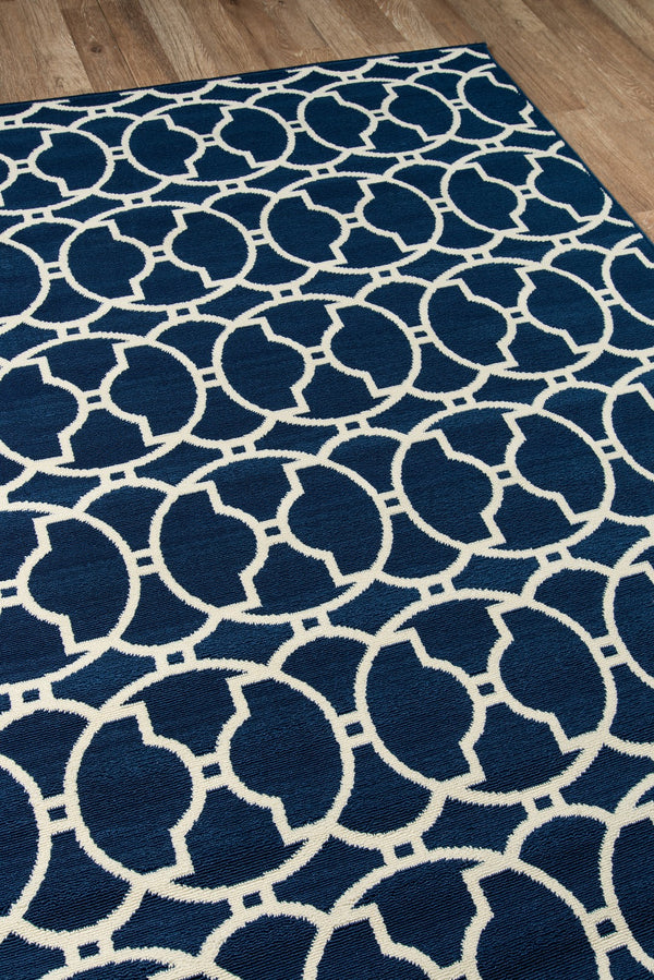 Momeni Baja BAJ11 Machine Made Contemporary Geometric Indoor/Outdoor Area Rug Navy 8'6" x 13' BAJA0BAJ11NVY860D