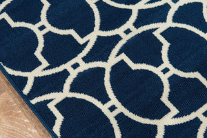 Momeni Baja BAJ11 Machine Made Contemporary Geometric Indoor/Outdoor Area Rug Navy 8'6" x 13' BAJA0BAJ11NVY860D