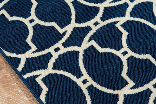 Momeni Baja BAJ11 Machine Made Contemporary Geometric Indoor/Outdoor Area Rug Navy 8'6" x 13' BAJA0BAJ11NVY860D