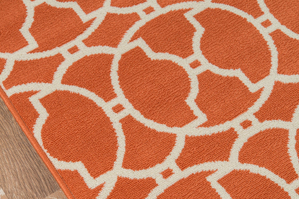 Momeni Baja BAJ11 Machine Made Contemporary Geometric Indoor/Outdoor Area Rug Orange 8'6" x 13' BAJA0BAJ11ORG860D