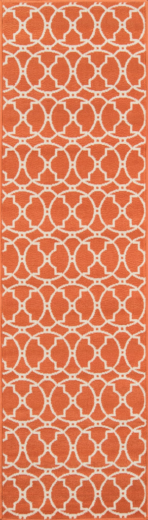 Momeni Baja BAJ11 Machine Made Contemporary Geometric Indoor/Outdoor Area Rug Orange 8'6" x 13' BAJA0BAJ11ORG860D