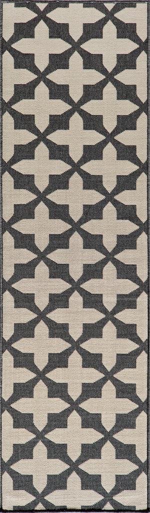 Momeni Baja BAJ12 Machine Made Contemporary Geometric Indoor/Outdoor Area Rug Charcoal 8'6" x 13' BAJA0BAJ12CHR860D
