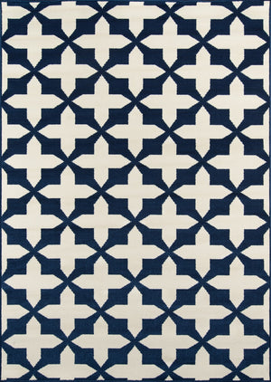 Momeni Baja BAJ12 Machine Made Contemporary Geometric Indoor/Outdoor Area Rug Navy 8'6" x 13' BAJA0BAJ12NVY860D