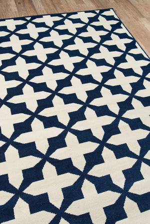 Momeni Baja BAJ12 Machine Made Contemporary Geometric Indoor/Outdoor Area Rug Navy 8'6" x 13' BAJA0BAJ12NVY860D