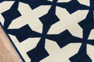 Momeni Baja BAJ12 Machine Made Contemporary Geometric Indoor/Outdoor Area Rug Navy 8'6" x 13' BAJA0BAJ12NVY860D
