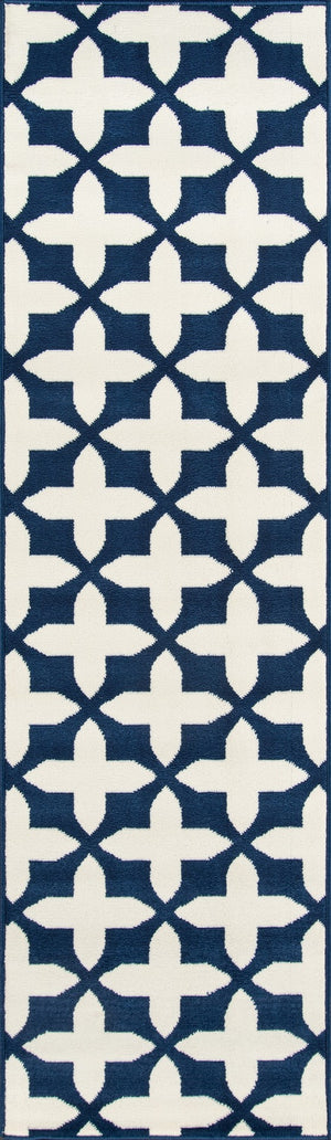 Momeni Baja BAJ12 Machine Made Contemporary Geometric Indoor/Outdoor Area Rug Navy 8'6" x 13' BAJA0BAJ12NVY860D