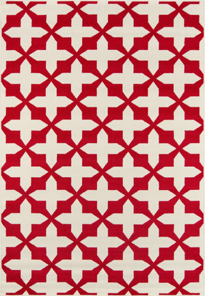 Momeni Baja BAJ12 Machine Made Contemporary Geometric Indoor/Outdoor Area Rug Red 8'6" x 13' BAJA0BAJ12RED860D