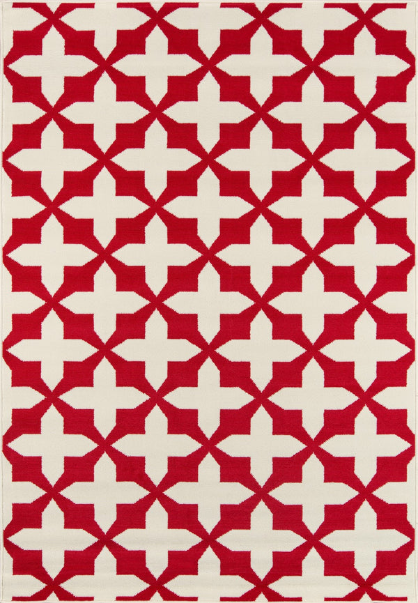 Momeni Baja BAJ12 Machine Made Contemporary Geometric Indoor/Outdoor Area Rug Red 8'6" x 13' BAJA0BAJ12RED860D