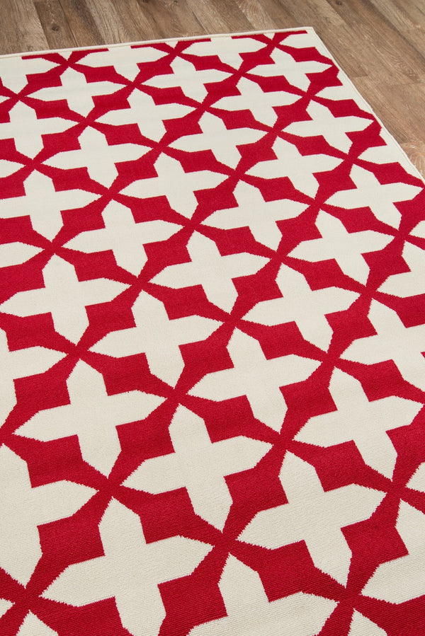 Momeni Baja BAJ12 Machine Made Contemporary Geometric Indoor/Outdoor Area Rug Red 8'6" x 13' BAJA0BAJ12RED860D