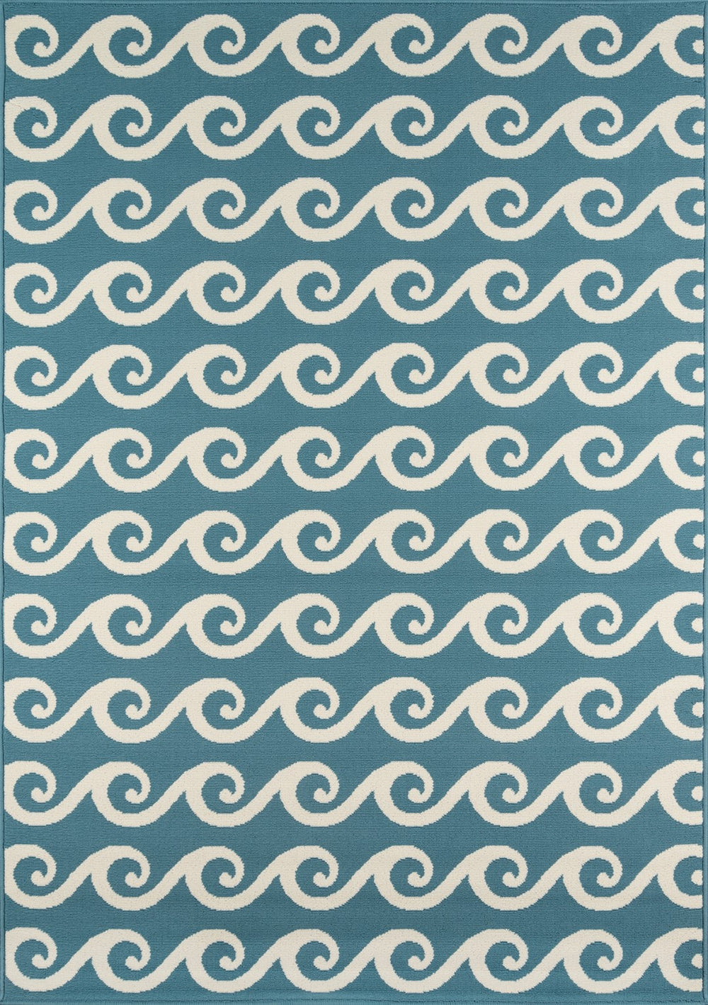 Momeni Baja BAJ14 Machine Made Contemporary Geometric, Wave Indoor/Outdoor Area Rug Blue 8'6" x 13' BAJA0BAJ14BLU860D