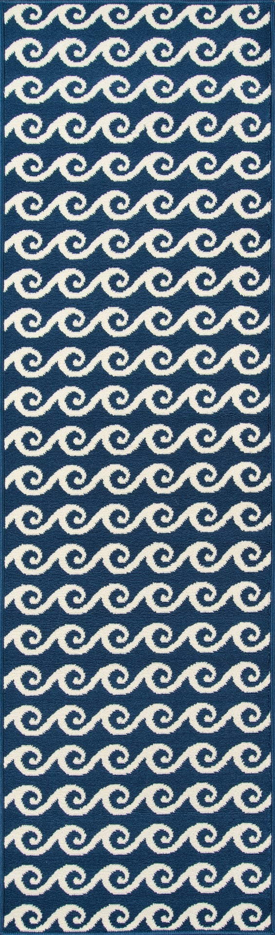 Momeni Baja BAJ14 Machine Made Contemporary Geometric, Wave Indoor/Outdoor Area Rug Navy 8'6" x 13' BAJA0BAJ14NVY860D