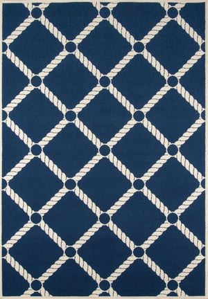 Momeni Baja BAJ15 Machine Made Contemporary Geometric Indoor/Outdoor Area Rug Navy 8'6" x 13' BAJA0BAJ15NVY860D