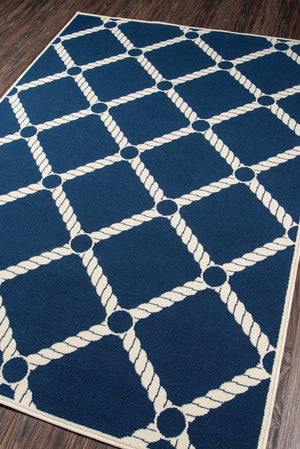 Momeni Baja BAJ15 Machine Made Contemporary Geometric Indoor/Outdoor Area Rug Navy 8'6" x 13' BAJA0BAJ15NVY860D