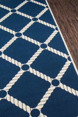 Momeni Baja BAJ15 Machine Made Contemporary Geometric Indoor/Outdoor Area Rug Navy 8'6" x 13' BAJA0BAJ15NVY860D
