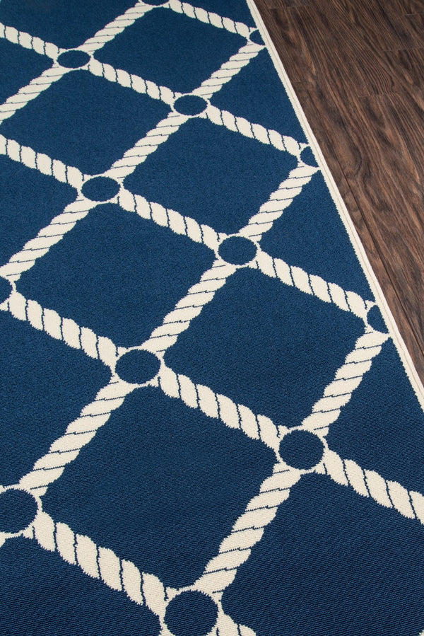 Momeni Baja BAJ15 Machine Made Contemporary Geometric Indoor/Outdoor Area Rug Navy 8'6" x 13' BAJA0BAJ15NVY860D