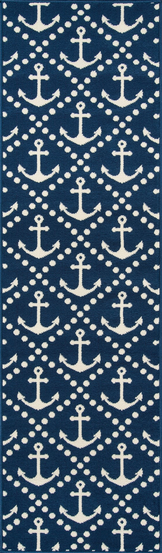 Momeni Baja BAJ16 Machine Made Contemporary Geometric, Anchor Indoor/Outdoor Area Rug Navy 8'6" x 13' BAJA0BAJ16NVY860D