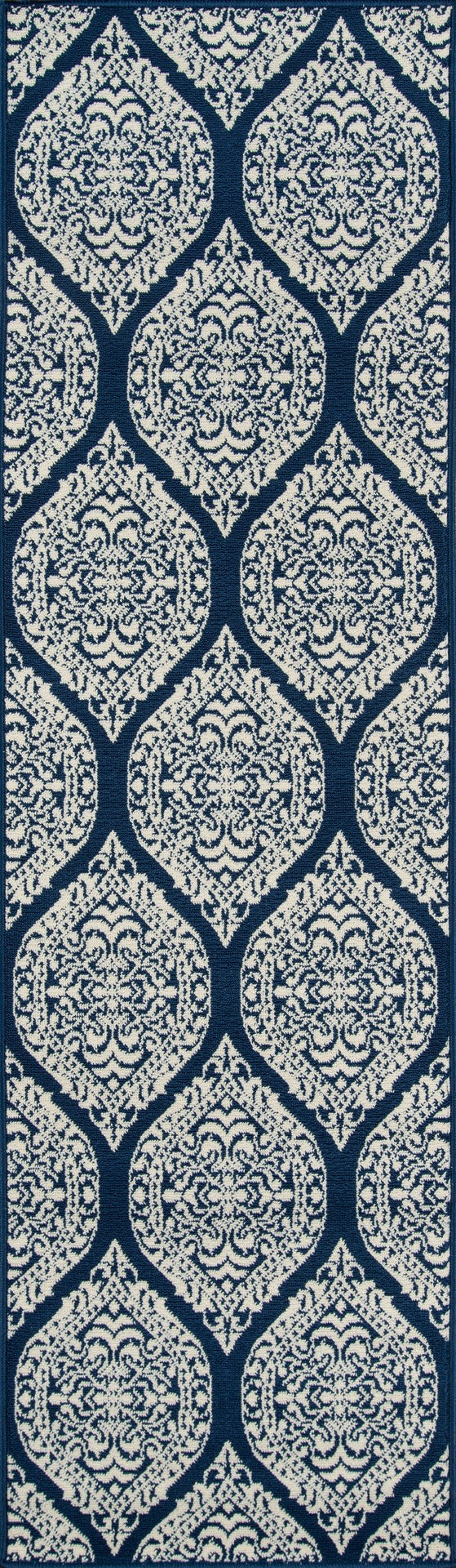 Momeni Baja BAJ17 Machine Made Contemporary Damask Indoor/Outdoor Area Rug Navy 8'6" x 13' BAJA0BAJ17NVY860D