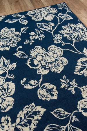 Momeni Baja BAJ18 Machine Made Casual Floral Indoor/Outdoor Area Rug Navy 8'6" x 13' BAJA0BAJ18NVY860D