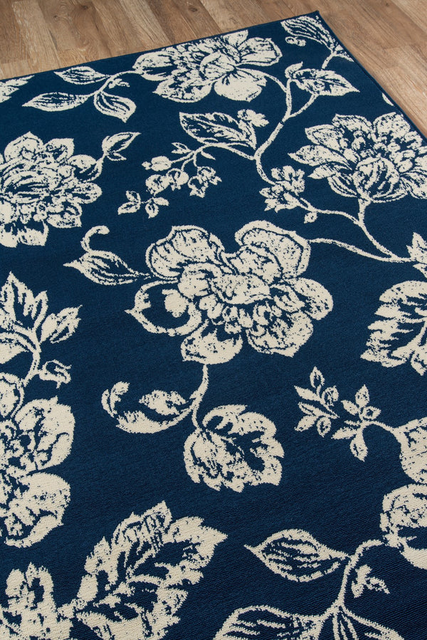 Momeni Baja BAJ18 Machine Made Casual Floral Indoor/Outdoor Area Rug Navy 8'6" x 13' BAJA0BAJ18NVY860D