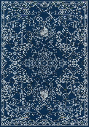 Momeni Baja BAJ22 Machine Made Traditional Floral Indoor/Outdoor Area Rug Blue 8'6" x 13' BAJA0BAJ22BLU860D
