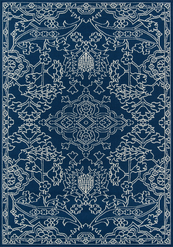 Momeni Baja BAJ22 Machine Made Traditional Floral Indoor/Outdoor Area Rug Blue 8'6" x 13' BAJA0BAJ22BLU860D