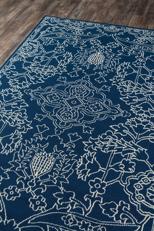 Momeni Baja BAJ22 Machine Made Traditional Floral Indoor/Outdoor Area Rug Blue 8'6" x 13' BAJA0BAJ22BLU860D