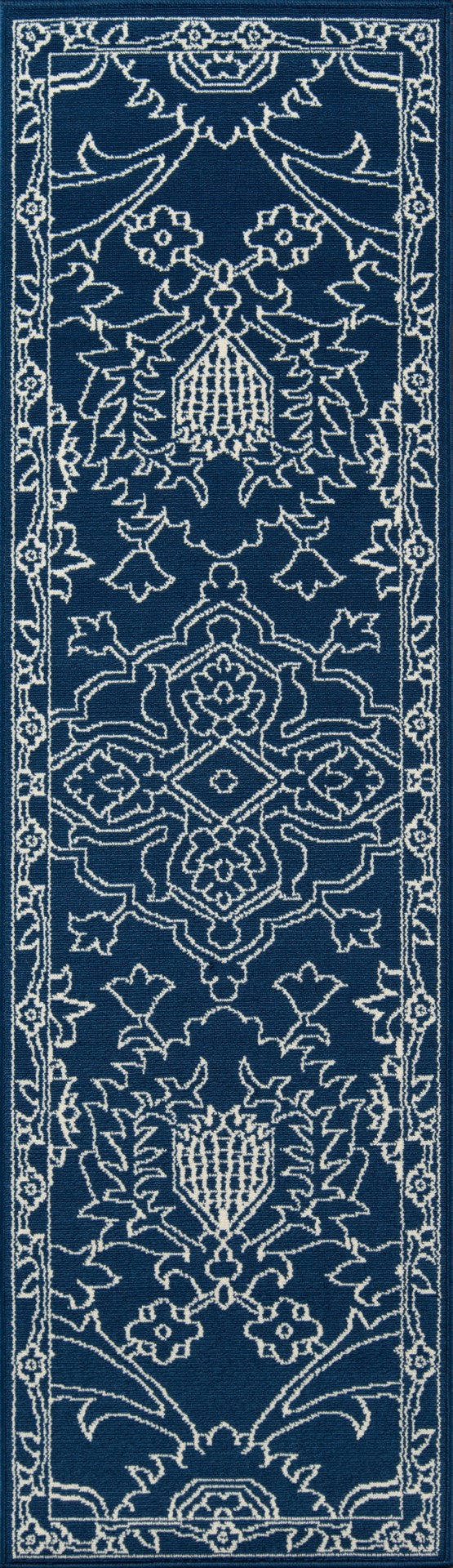 Momeni Baja BAJ22 Machine Made Traditional Floral Indoor/Outdoor Area Rug Blue 8'6" x 13' BAJA0BAJ22BLU860D