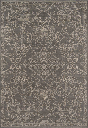 Momeni Baja BAJ22 Machine Made Traditional Floral Indoor/Outdoor Area Rug Grey 8'6" x 13' BAJA0BAJ22GRY860D
