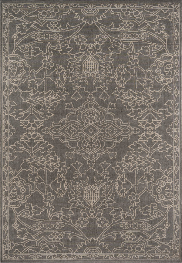 Momeni Baja BAJ22 Machine Made Traditional Floral Indoor/Outdoor Area Rug Grey 8'6" x 13' BAJA0BAJ22GRY860D