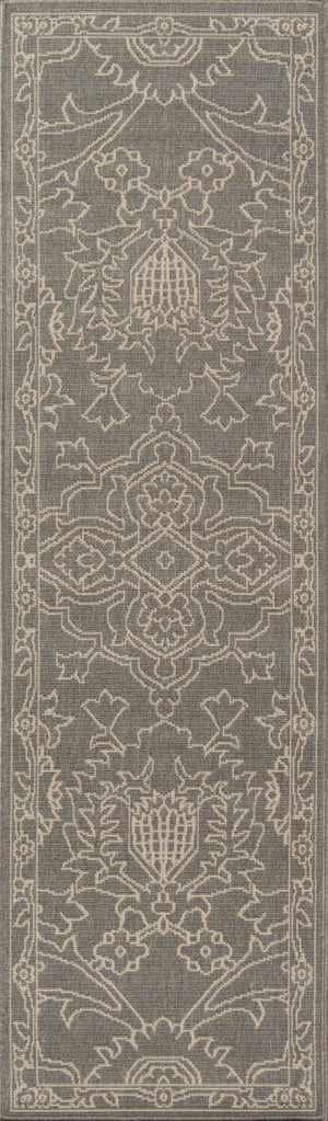 Momeni Baja BAJ22 Machine Made Traditional Floral Indoor/Outdoor Area Rug Grey 8'6" x 13' BAJA0BAJ22GRY860D