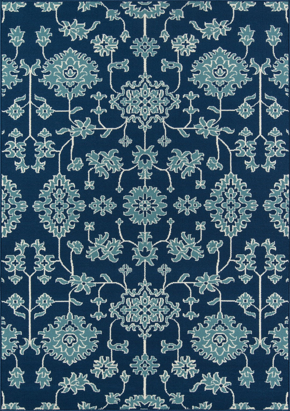 Momeni Baja BAJ23 Machine Made Traditional Floral Indoor/Outdoor Area Rug Blue 8'6" x 13' BAJA0BAJ23BLU860D