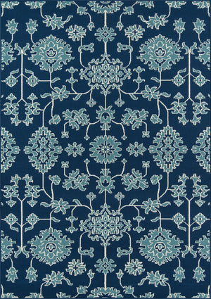 Momeni Baja BAJ23 Machine Made Traditional Floral Indoor/Outdoor Area Rug Blue 8'6" x 13' BAJA0BAJ23BLU860D