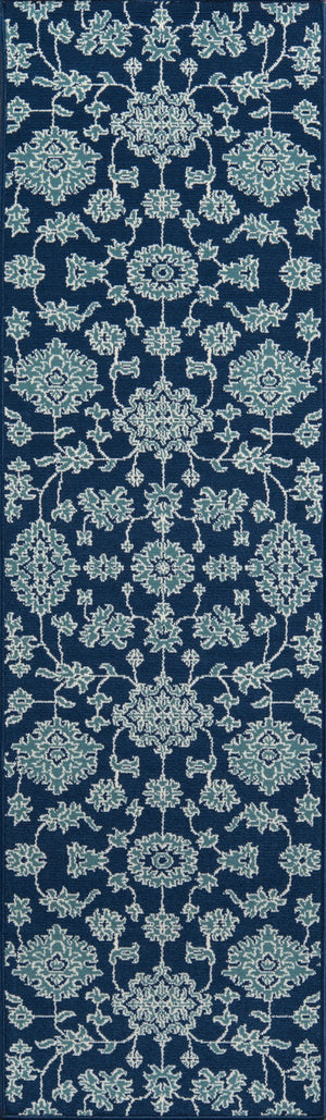 Momeni Baja BAJ23 Machine Made Traditional Floral Indoor/Outdoor Area Rug Blue 8'6" x 13' BAJA0BAJ23BLU860D