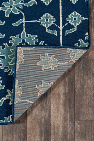 Momeni Baja BAJ23 Machine Made Traditional Floral Indoor/Outdoor Area Rug Blue 8'6" x 13' BAJA0BAJ23BLU860D
