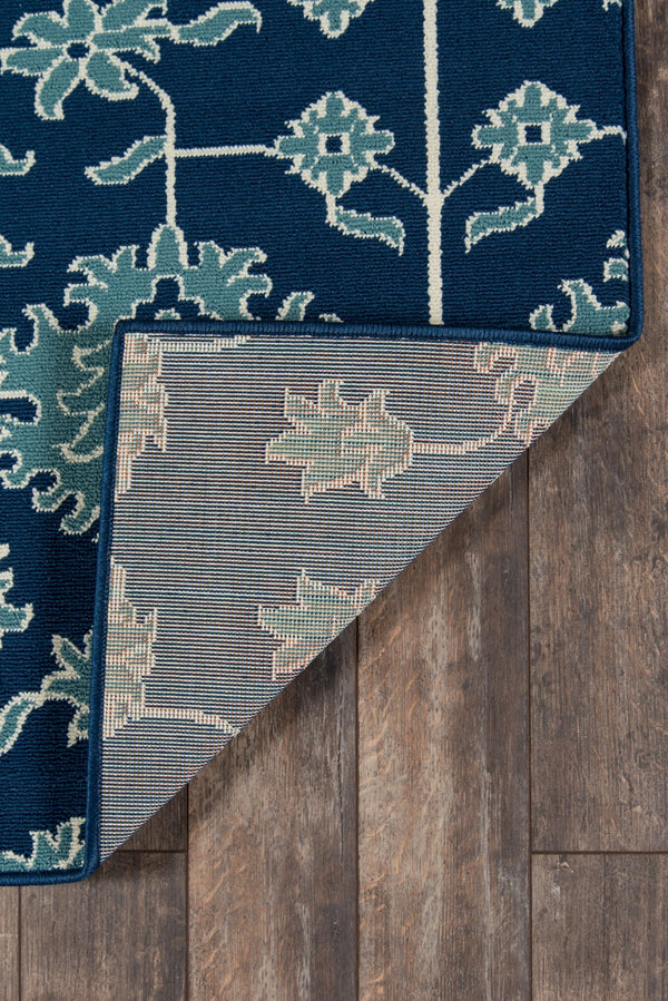 Momeni Baja BAJ23 Machine Made Traditional Floral Indoor/Outdoor Area Rug Blue 8'6" x 13' BAJA0BAJ23BLU860D