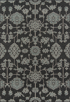 Momeni Baja BAJ23 Machine Made Traditional Floral Indoor/Outdoor Area Rug Charcoal 8'6" x 13' BAJA0BAJ23CHR860D
